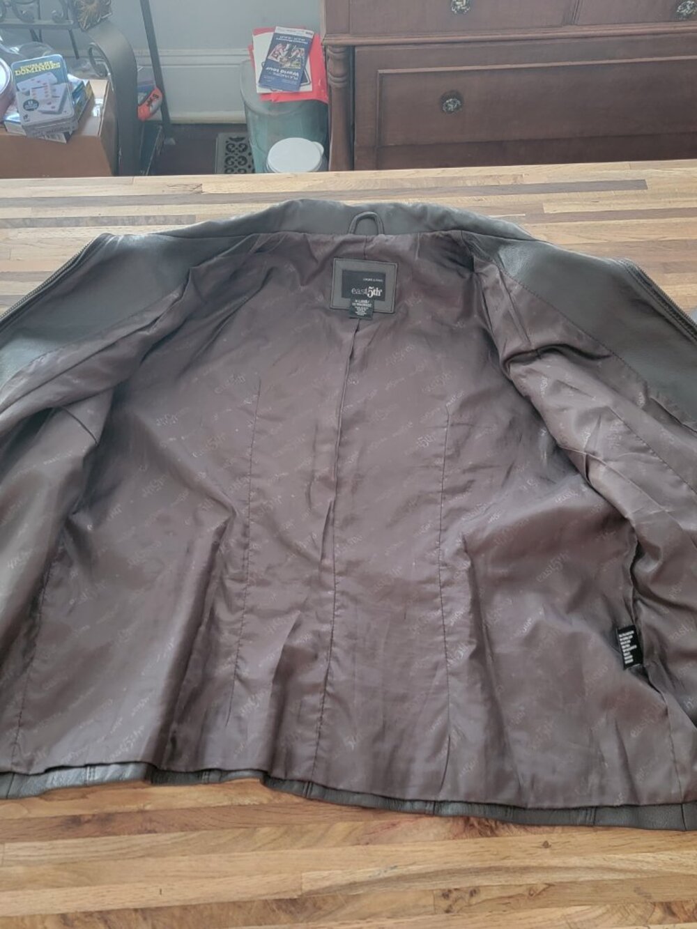 EAST 5TH Fitted Brown Leather Jacket Fully Lined Blazer/Jacket Zip Up - Picture 9 of 13